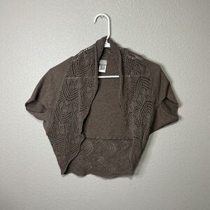 Converse One Star Crochet Knit Shrug Cardigan Brown XS Boho